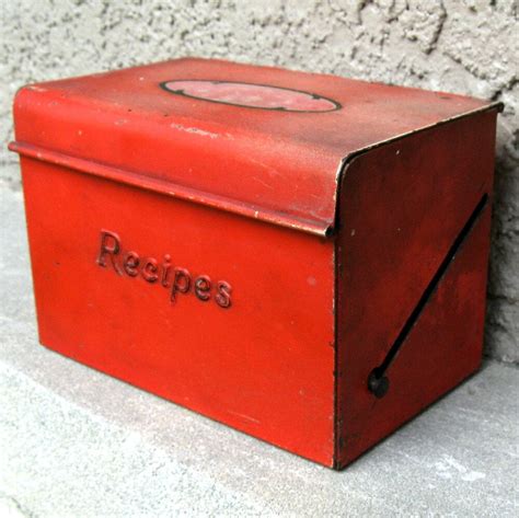 retro metal recipe box|vintage recipe boxes wooden.